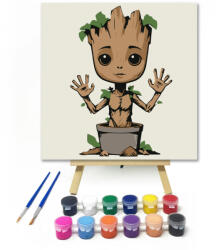  Mosolygó kis fa - gyerek számfestő készlet - 20×20 cm (Keretre feszítve)