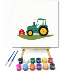  Farm traktor- gyerek számfestő készlet - 20×20 cm (Keretre feszítve)