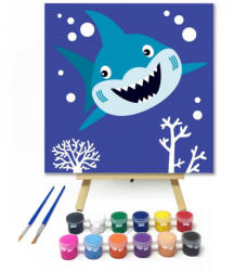  Cápa - gyerek számfestő készlet - 20×20 cm (Keretre feszítve)