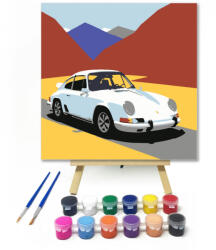  Ferrari a hegyek között - gyerek számfestő készlet - 20×20 cm (Keretre feszítve)