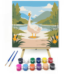  Tavaszi tükörkép - gyerek számfestő készlet - 20×20 cm (Keretre feszítve)