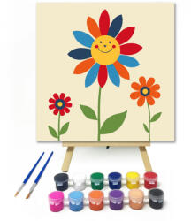  Boldog virágok - gyerek számfestő készlet - 20×20 cm (Keretre feszítve)