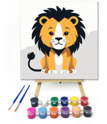  Oroszlán - gyerek számfestő készlet - 20×20 cm (Keretre feszítve)