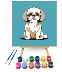  Pufi kiskutya - gyerek számfestő készlet - 20×20 cm (Keretre feszítve)