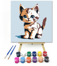  Tarka kiskandúr - gyerek számfestő készlet - 20×20 cm (Keretre feszítve)