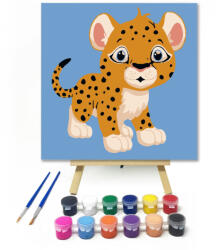  Baby tigris - gyerek számfestő készlet - 20×20 cm (Keretre feszítve)
