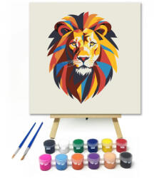  Színes oroszlán - gyerek számfestő készlet - 20×20 cm (Keretre feszítve)
