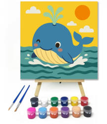 Számfestő Mosolygós Bálna Napfényben - gyerek számfestő készlet - 20×20 cm (Keretre feszítve) (crea6662-20X20-KF)