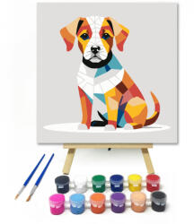 Számfestő Mozaikos kutyakép - gyerek számfestő készlet - 20×20 cm (Keretre feszítve) (crea_gyerek_567-20X20-KF)