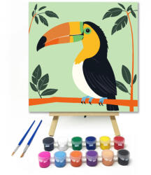  Zöld lombozat között - gyerek számfestő készlet - 20×20 cm (Keretre feszítve)