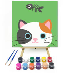 Kiscica - gyerek számfestő készlet - 20×20 cm (Keretre feszítve)