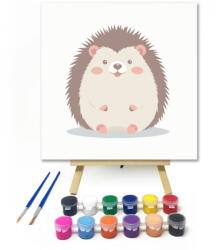  Bolyhos sündisznó - gyerek számfestő készlet - 20×20 cm (Keretre feszítve)