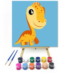  Sárga dino - gyerek számfestő készlet - 20×20 cm (Keretre feszítve)