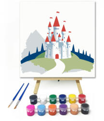 Számfestő Varázslatos kastély - gyerek számfestő készlet - 20×20 cm (Keretre feszítve) (crea_gyerek_201-20X20-KF)