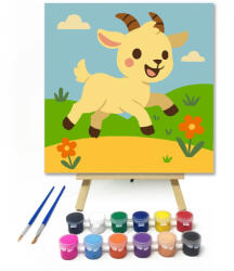Számfestő Vidám Kiskecske a Virágos Réten - gyerek számfestő készlet - 20×20 cm (Keretre feszítve) (crea6685-20X20-KF)