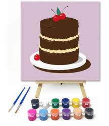  Csoki torta - gyerek számfestő készlet - 20×20 cm (Keretre feszítve)