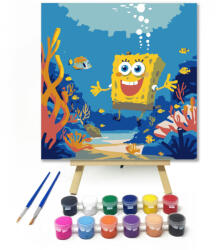  Korallzátony mosolygója - gyerek számfestő készlet - 20×20 cm (Keretre feszítve)