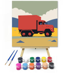 Számfestő Teherautó az úton - gyerek számfestő készlet - 20×20 cm (Keretre feszítve) (crea_gyerek_649-20X20-KF)