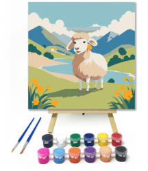 Számfestő Dombos hegyeknél - gyerek számfestő készlet - 20×20 cm (Keretre feszítve) (crea_gyerek_243-20X20-KF)