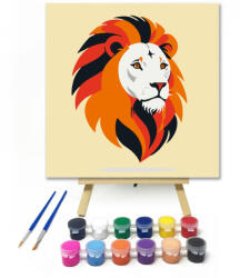  Vörös sörényű oroszlán - gyerek számfestő készlet - 20×20 cm (Keretre feszítve)