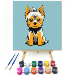  Pici yorki - gyerek számfestő készlet - 20×20 cm (Keretre feszítve)