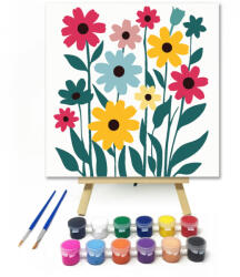 Számfestő Tarka virágmező - gyerek számfestő készlet - 20×20 cm (Keretre feszítve) (crea_gyerek_366-20X20-KF)