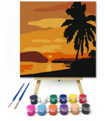  Napnyugta - gyerek számfestő készlet - 20×20 cm (Keretre feszítve)