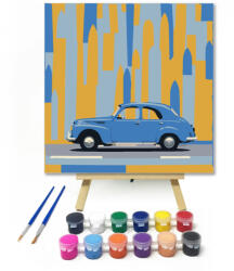 Számfestő Kék oldtimer - gyerek számfestő készlet - 20×20 cm (Keretre feszítve) (crea_gyerek_382-20X20-KF)