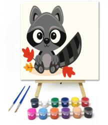  Mosómedve - gyerek számfestő készlet - 20×20 cm (Keretre feszítve)