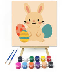 Számfestő Cuki Nyuszi Húsvéti Tojásokkal - gyerek számfestő készlet - 20×20 cm (Keretre feszítve) (crea6676-20X20-KF)