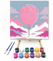 Rózsaszín felhők - gyerek számfestő készlet - 20×20 cm (Keretre feszítve)