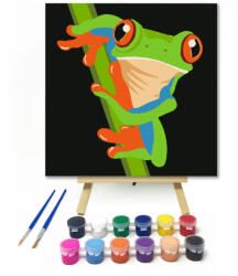  Béka - gyerek számfestő készlet - 20×20 cm (Keretre feszítve)
