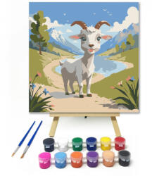  Boldog kecske baby - gyerek számfestő készlet - 20×20 cm (Keretre feszítve)