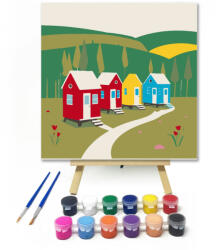 Számfestő Mesebeli házsor - gyerek számfestő készlet - 50×50 cm (Keretre feszítve) (crea_gyerek_372-50X50-KF)
