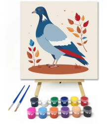  Pihenő galamb - gyerek számfestő készlet - 20×20 cm (Keretre feszítve)