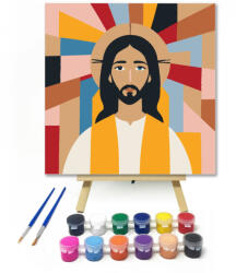  Megváltó ábrázolása - gyerek számfestő készlet - 20×20 cm (Keretre feszítve)