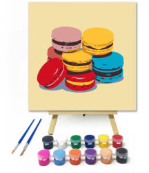  Színes macaronok - gyerek számfestő készlet - 20×20 cm (Keretre feszítve)