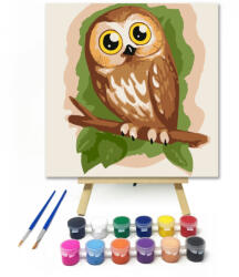 Számfestő Aranyos Bagoly - gyerek számfestő készlet - 20×20 cm (Keretre feszítve) (szamkid025-20X20-KF)