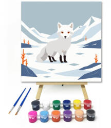  Sarki róka - gyerek számfestő készlet - 20×20 cm (Keretre feszítve)