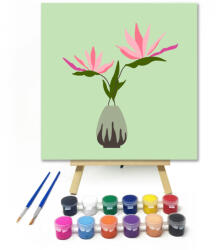  Virág Vázában - gyerek számfestő készlet - 20×20 cm (Keretre feszítve)