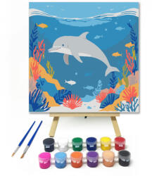  Tengeri kalandok - gyerek számfestő készlet - 20×20 cm (Keretre feszítve)
