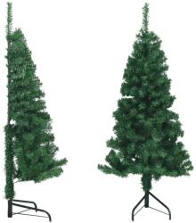 vidaXL Ъглова изкуствена коледна елха, зелена, 150 см, PVC (329163)