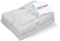 Somnart Set prosoape bumbac Somnart, 600gsm, de fata 50x90 cm + de corp 70x140 + de maini 30x50 cm, alb optic (SET.PROSOP.3P.ALB) Prosop