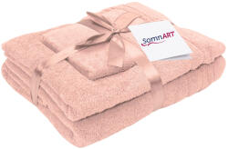 Somnart Set prosoape bumbac Somnart, 600gsm, de fata 50x90 cm + de corp 70x140 + de maini 30x50 cm - roz (SET.3PROS.600G.ROZ) Prosop