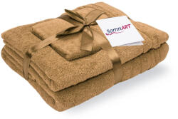 Somnart Set prosoape bumbac Somnart, 600gsm, de fata 50x90 cm + de corp 70x140 + de maini 30x50 cm - bej (SET.3PROS.600G.BEJ) Prosop