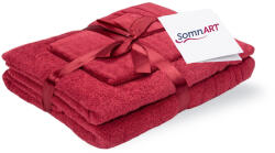 Somnart Set prosoape bumbac Somnart, 600gsm, de fata 50x90 cm + de corp 70x140 + de maini 30x50 cm - bordeaux (SET.PROSOP.3P.ROSU) Prosop