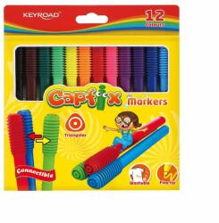 Keyroad Rostirón, filctoll készlet összekapcsolható fejekkel 12 db/bliszter Keyroad Capfix vegyes színek - suplix