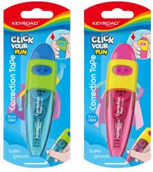 Keyroad Hibajavító roller, nyomógombos, 5 mm x 6 m, Keyroad, vegyes színek