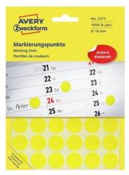 Avery Etikett címke, o18mm, jelölésre, 24 címke/ív, 44 ív/doboz, Avery sárga - suplix