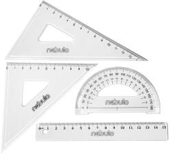 Nebulo Vonalzókészlet, 15 cm egyenes vonalzó, szögmérő, 45° 13 cm és 60° 18 cm háromszög vonalzó, 4 db/bliszter Educa